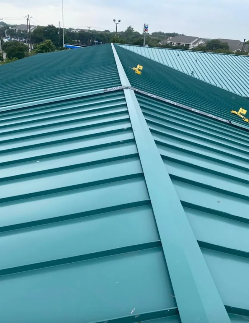 Green commercial metal roof ridge and valley for Metal Roof Repair in Shiprock